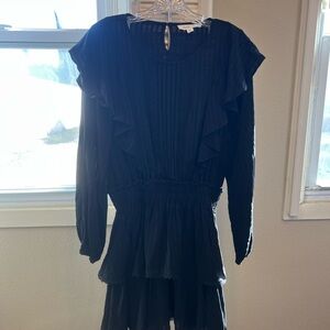 Shabby Chic Women’s Boho Antique Look Black /W Ruffles & Lace Dress Size L NEW
